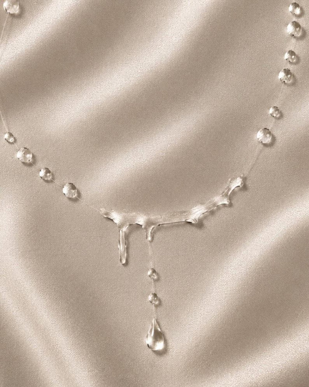 "Handmade"Crystal Cascade Teardrop Necklace – Delicate Waterfall Y-Style Statement Necklace