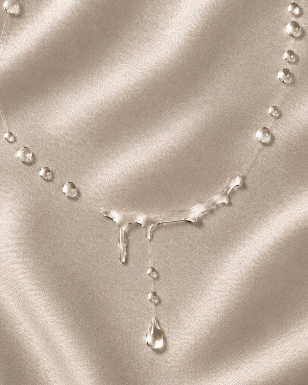 "Handmade"Crystal Cascade Teardrop Necklace – Delicate Waterfall Y-Style Statement Necklace