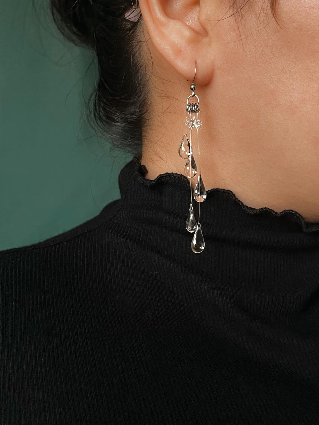 "Handmade"Celestia Cascade Teardrop Crystal Earrings