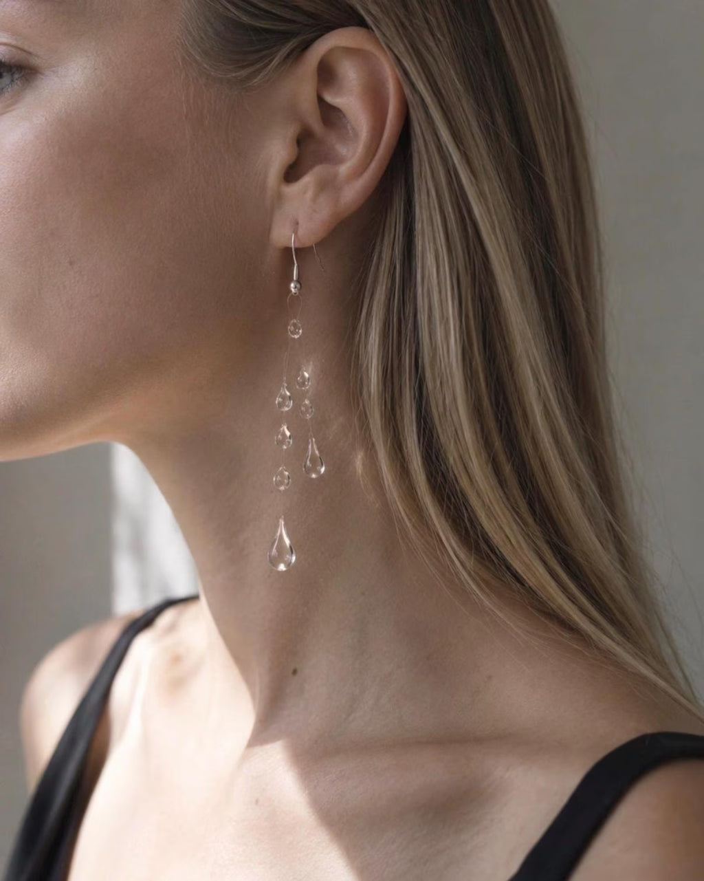 "Handmade"Ethereal Rainfall Crystal Drop Earrings