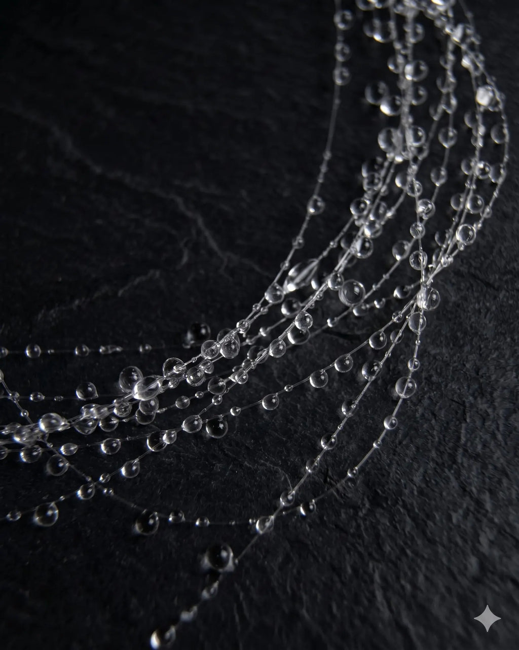 "Handmade"Crystal Rainfall Layered Necklace – Delicate Transparent Dewdrop Necklace