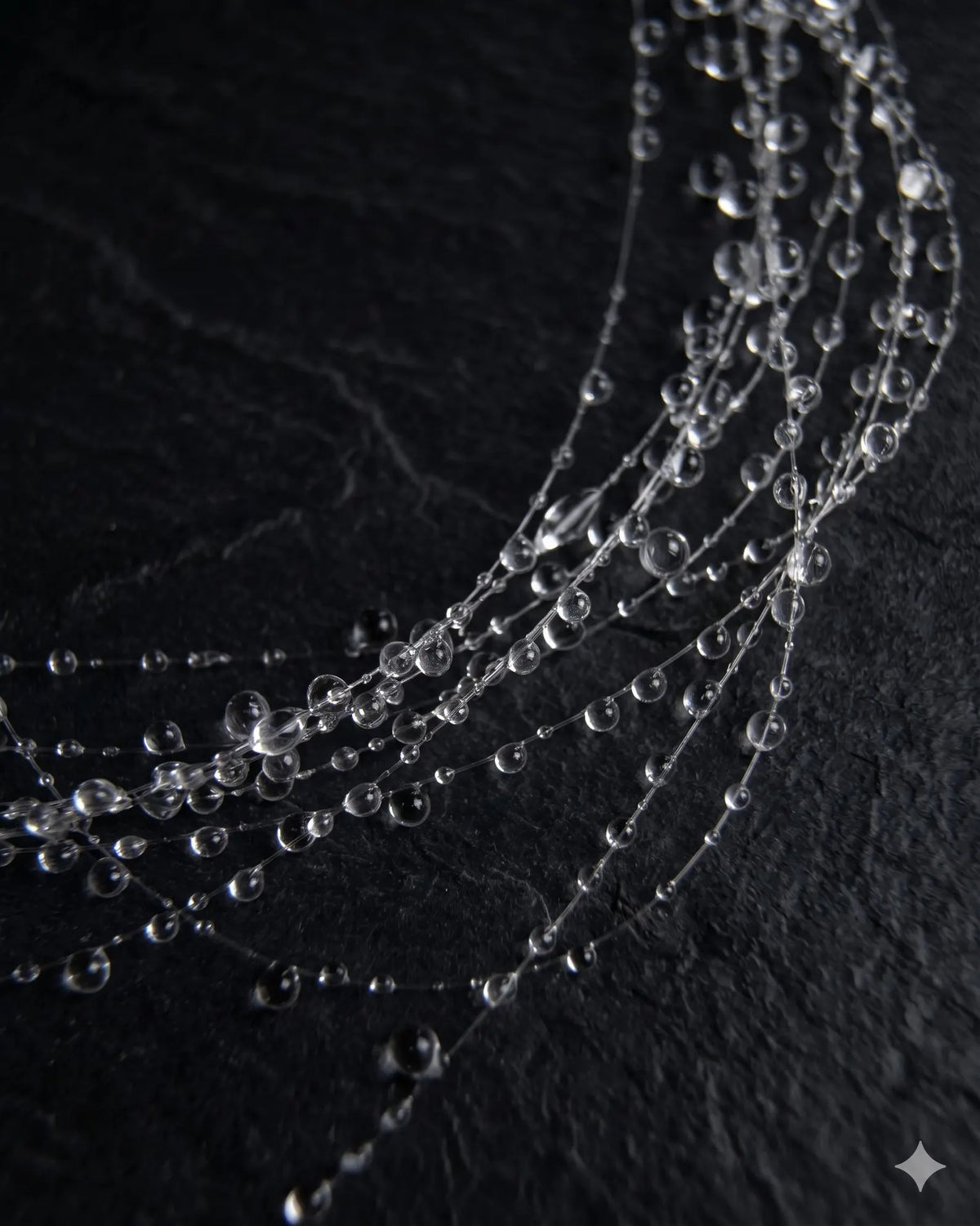 "Handmade"Crystal Rainfall Layered Necklace – Delicate Transparent Dewdrop Necklace