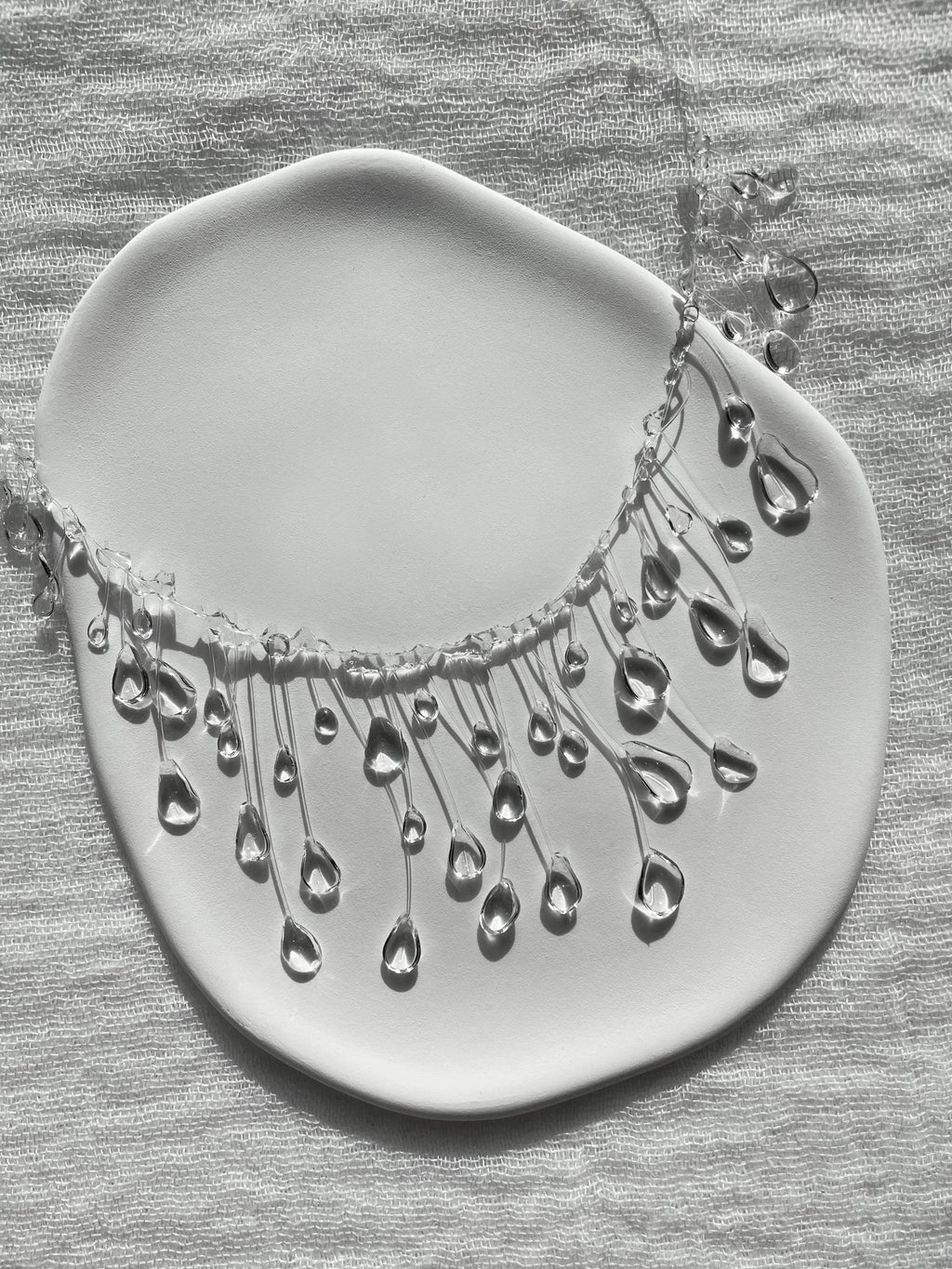 "Handmade" Crystal Raindrop Statement Choker | Clear Liquid Glass Jewelry