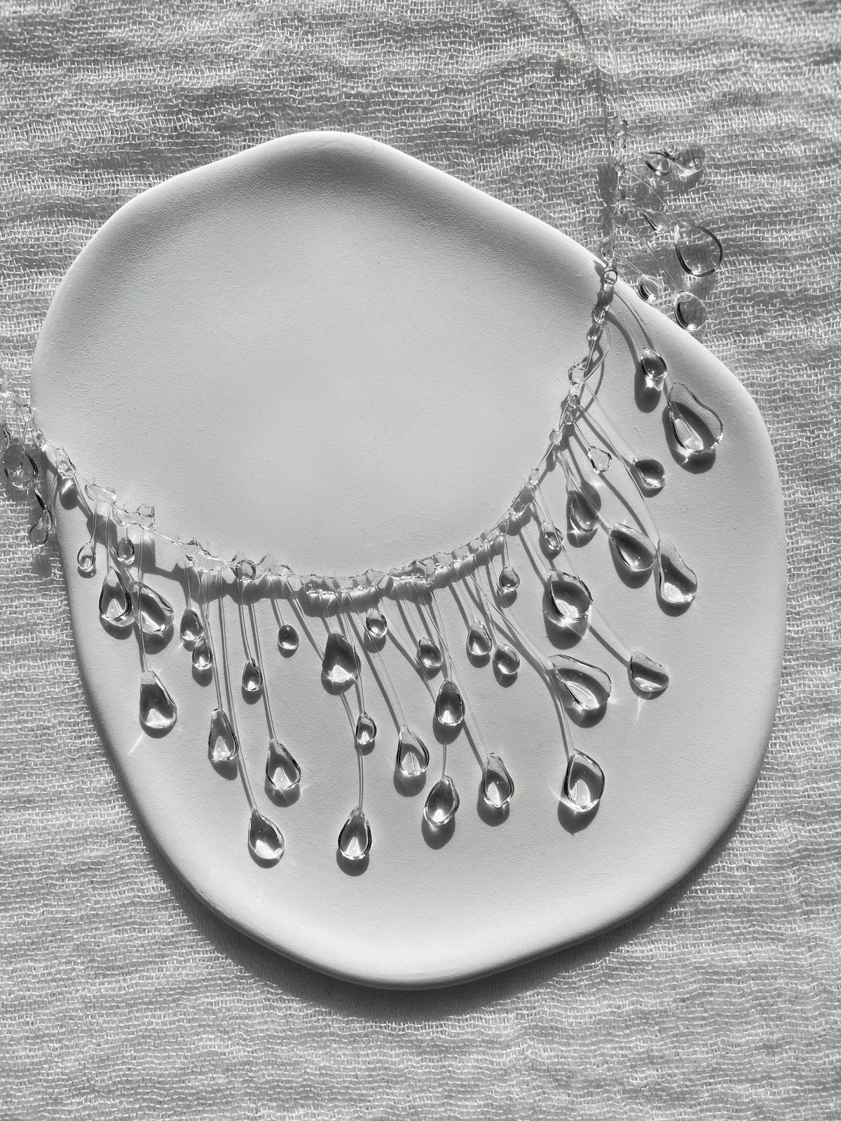 "Handmade" Crystal Raindrop Statement Choker | Clear Liquid Glass Jewelry