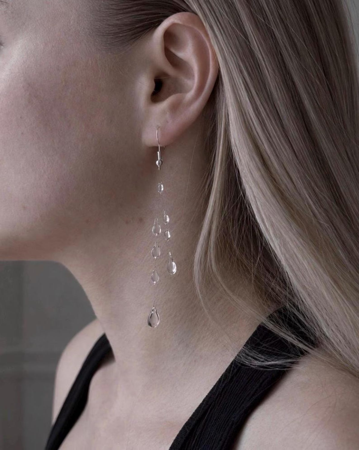 "Handmade"Ethereal Rainfall Crystal Drop Earrings