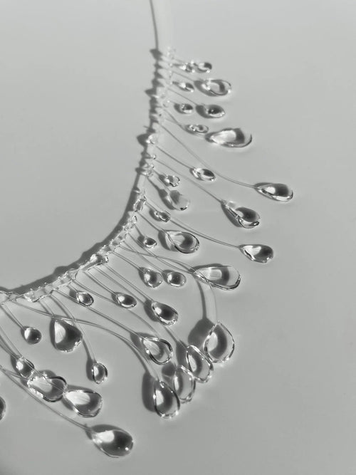 "Handmade" Crystal Raindrop Statement Choker | Clear Liquid Glass Jewelry