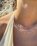 "Handmade"Crystal Rainfall Layered Necklace – Delicate Transparent Dewdrop Necklace