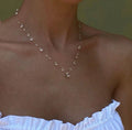 "Handmade"Celestial Dewdrop Necklace – Delicate Clear Crystal V-Style Pendant Necklace