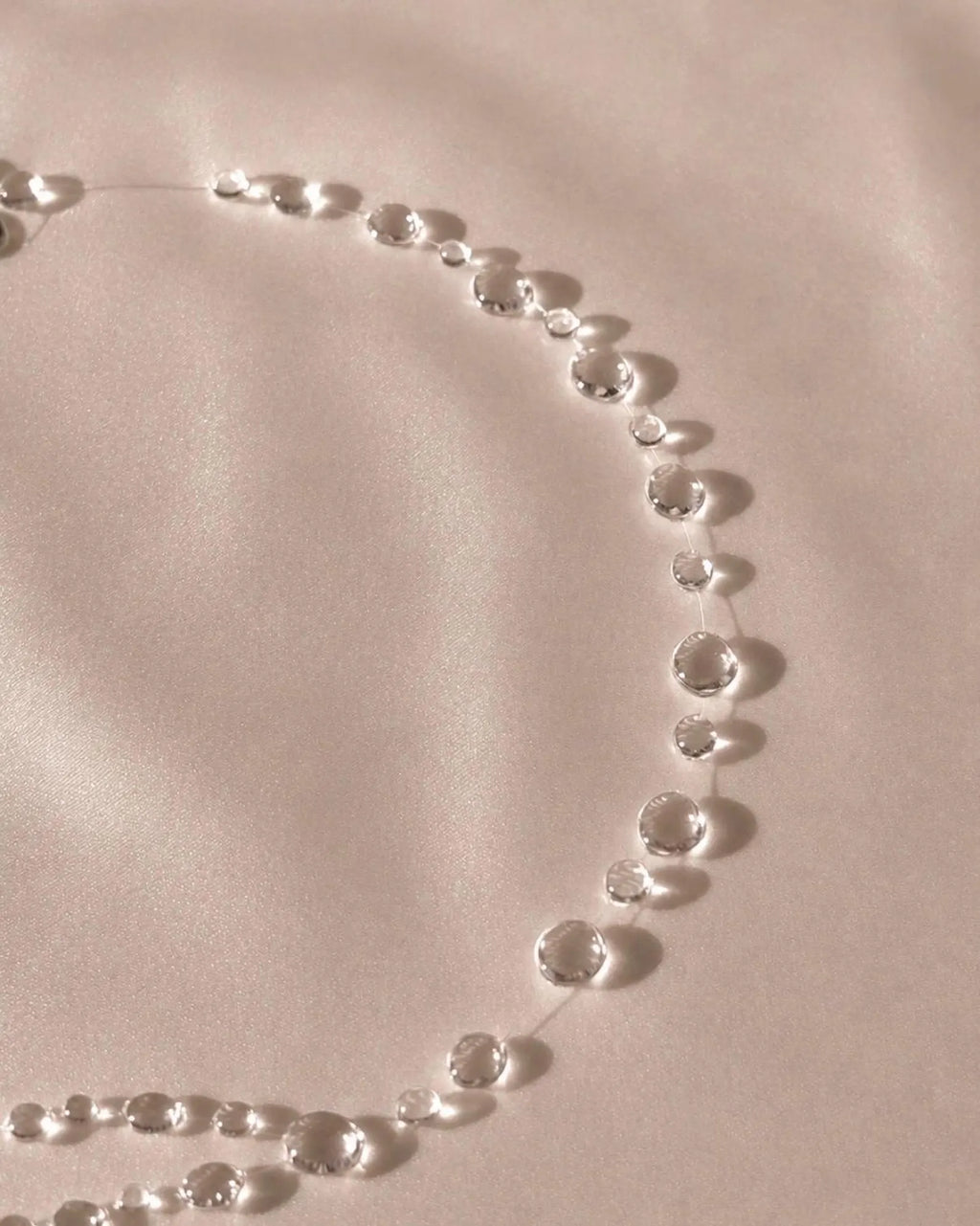 "Handmade"Crystal Rainfall Drop Necklace – Delicate Clear Beaded Y-Style Necklace