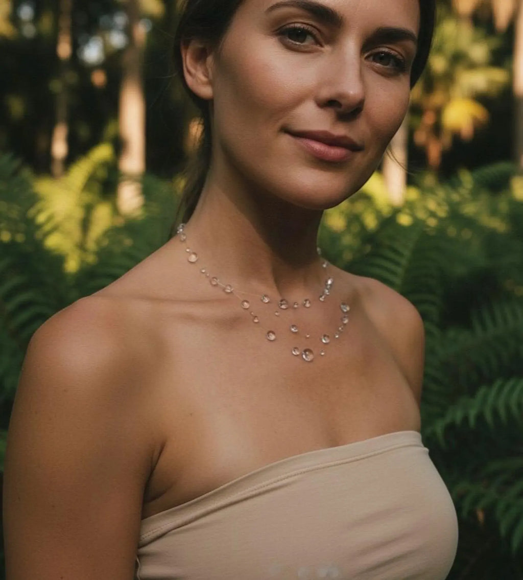 "Handmade"Enchanted Dewdrop Cascade Necklace – Delicate Crystal Rainfall Layered Necklace
