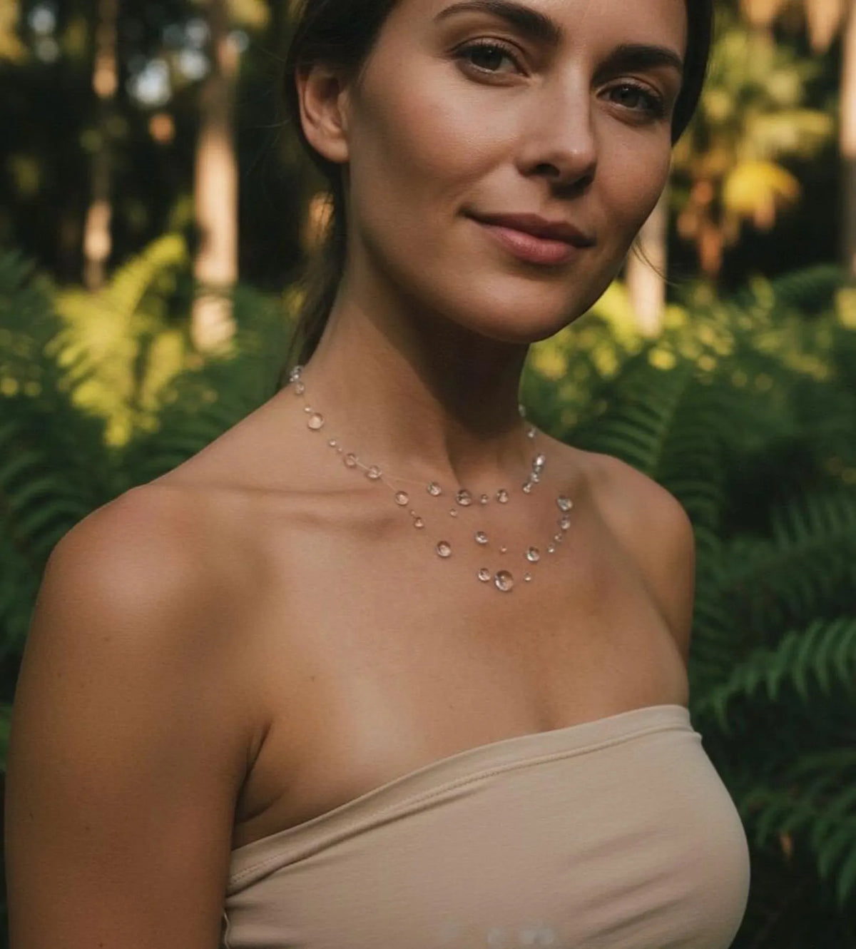 "Handmade"Enchanted Dewdrop Cascade Necklace – Delicate Crystal Rainfall Layered Necklace