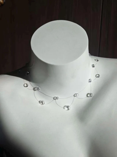 "Handmade"Elegant Crystal Drop Thread Necklace