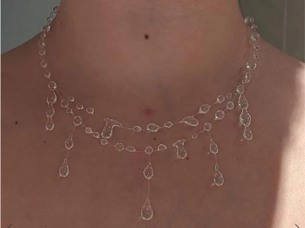 "Handmade"Elegant Double-Layer Crystal Teardrop Necklace