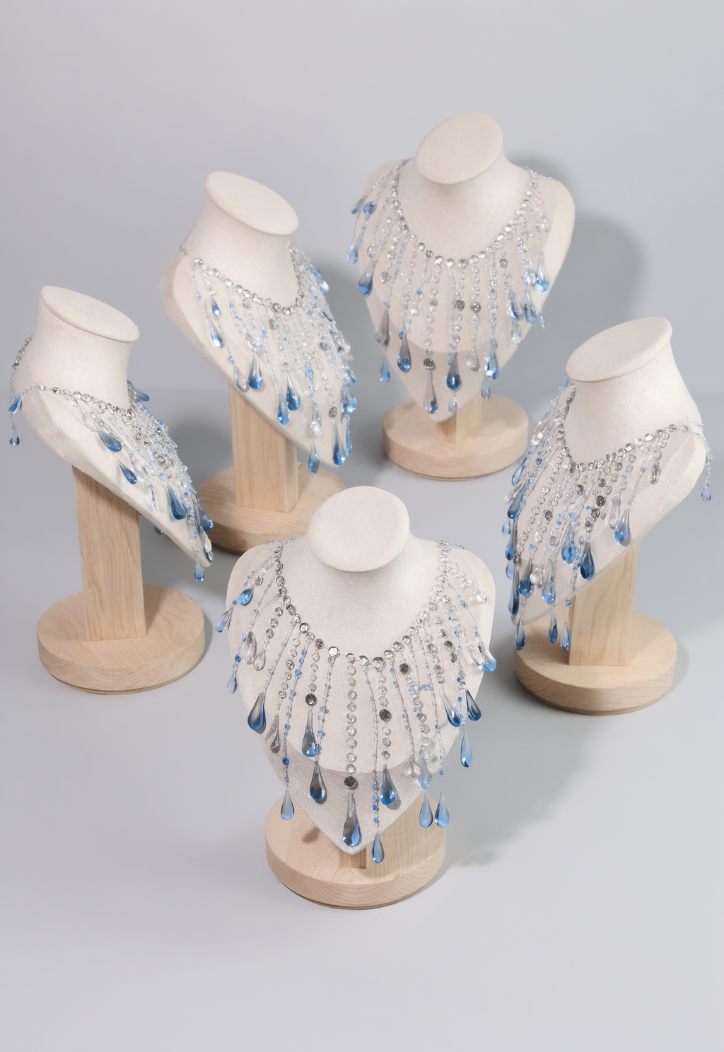 "Handmade"Crystal Blue Raindrop Cascade Statement Necklace** 💧✨