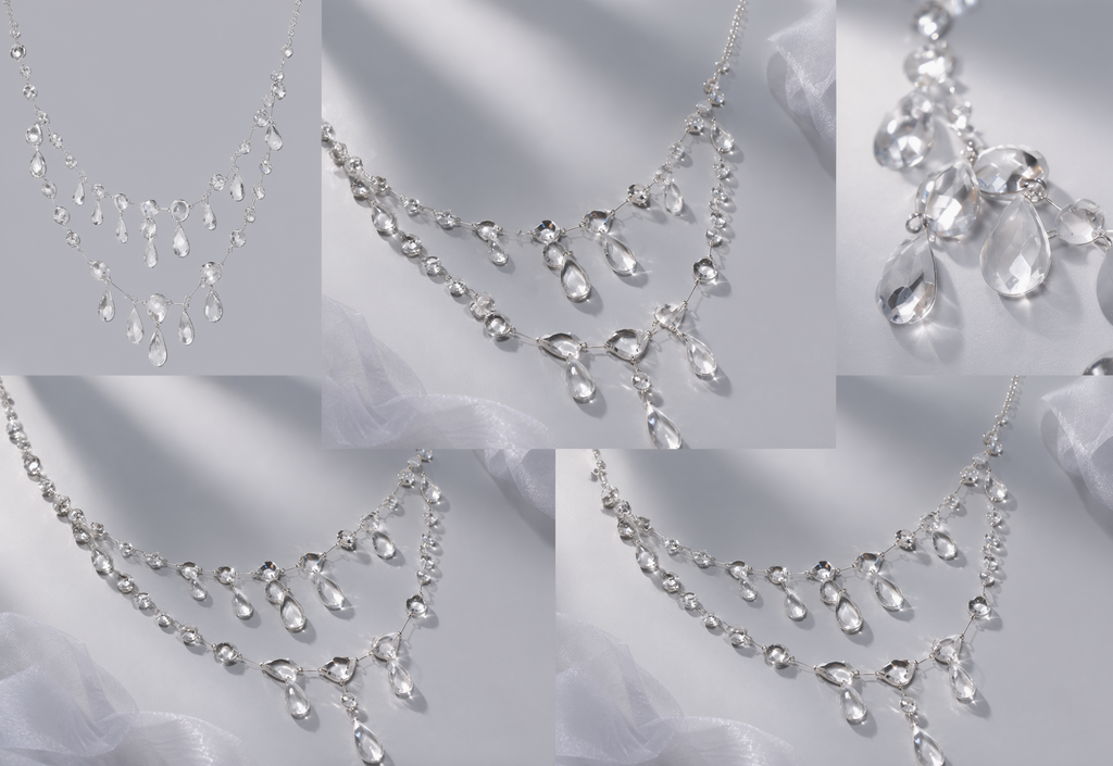Crystal Raindrop Cascade Necklace – Elegant "Handmade" Resin Jewelr