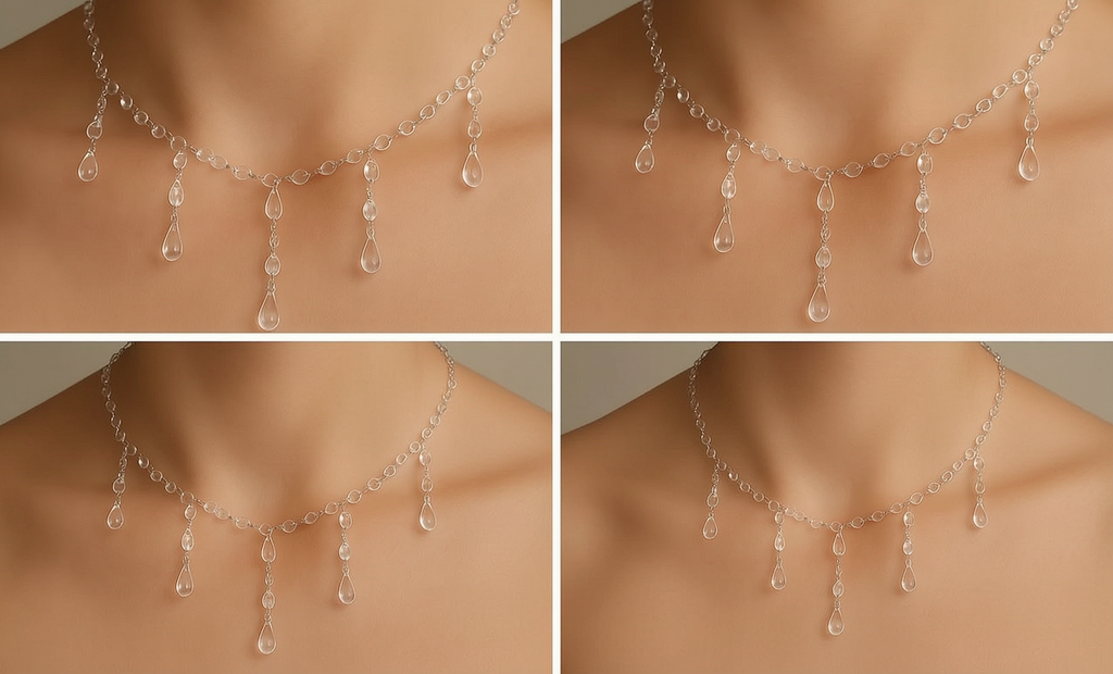 💧 Crystal Raindrop Cascade Necklace –"Handmade" Resin Statement Jewelry