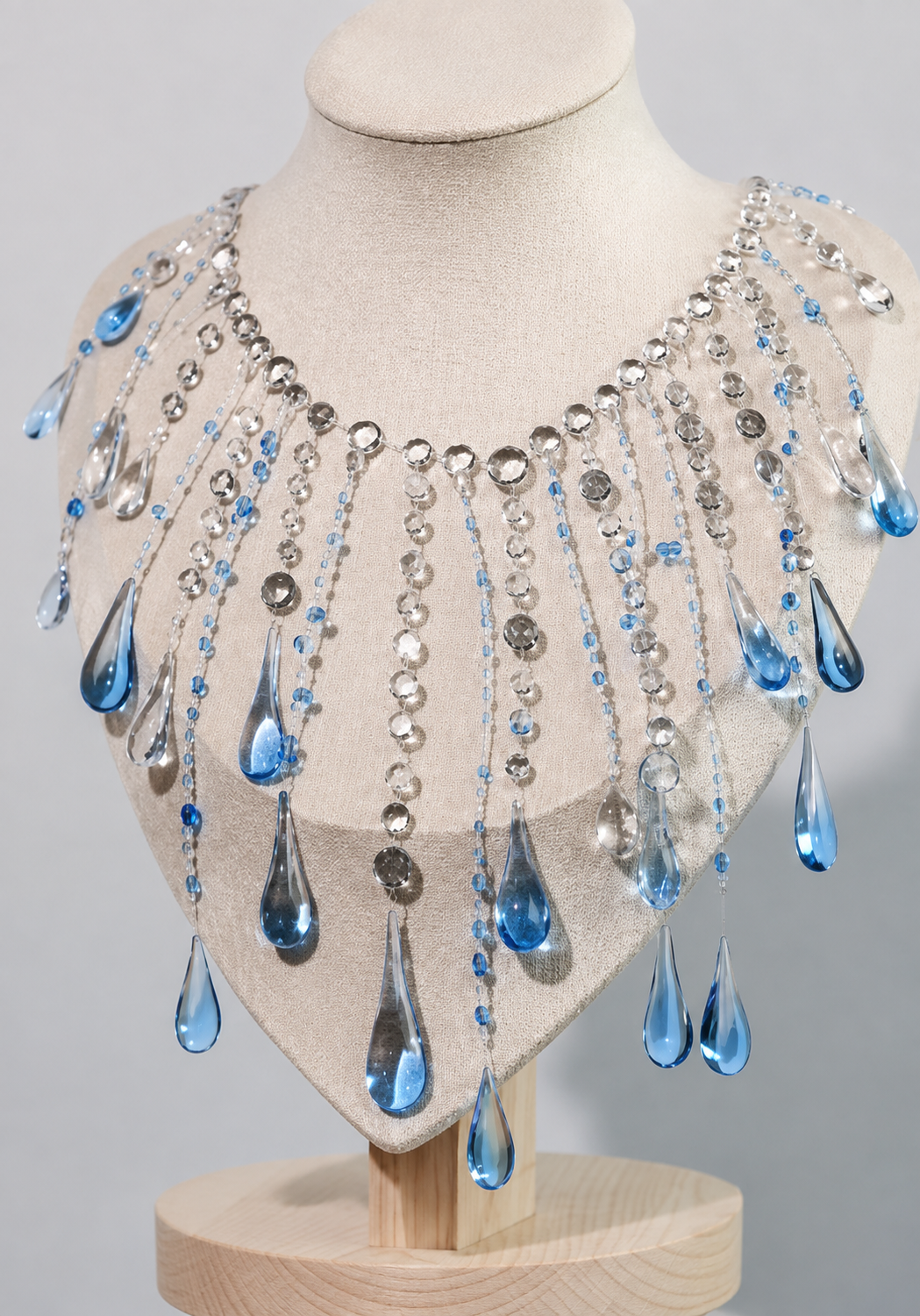 "Handmade"Crystal Blue Raindrop Cascade Statement Necklace** 💧✨