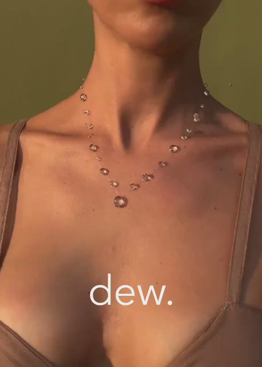 "Handmade"Celestial Dewdrop Necklace – Delicate Clear Crystal V-Style Pendant Necklace