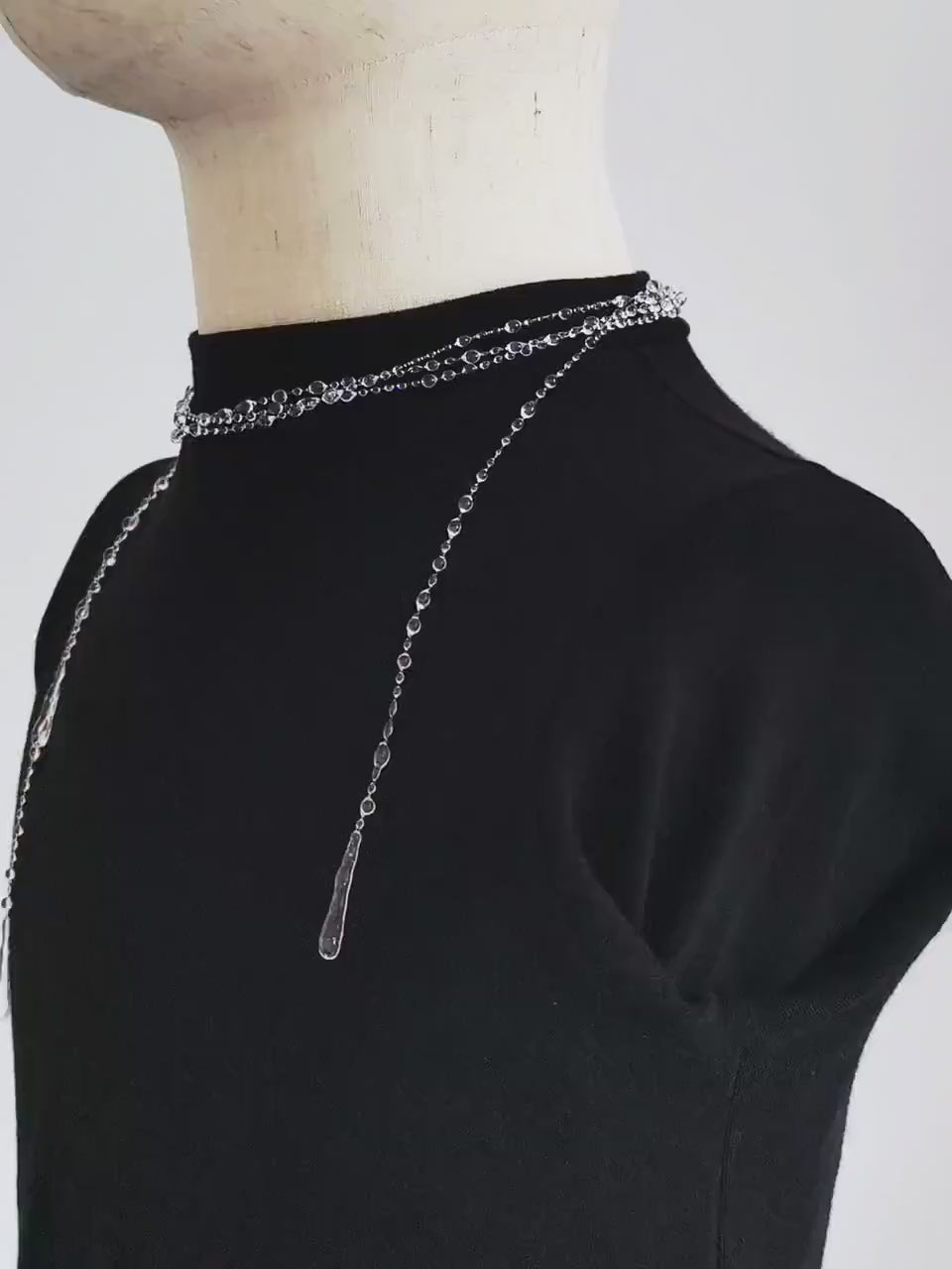 "Handmade"Elegant Crystal Cascade Layered Necklac