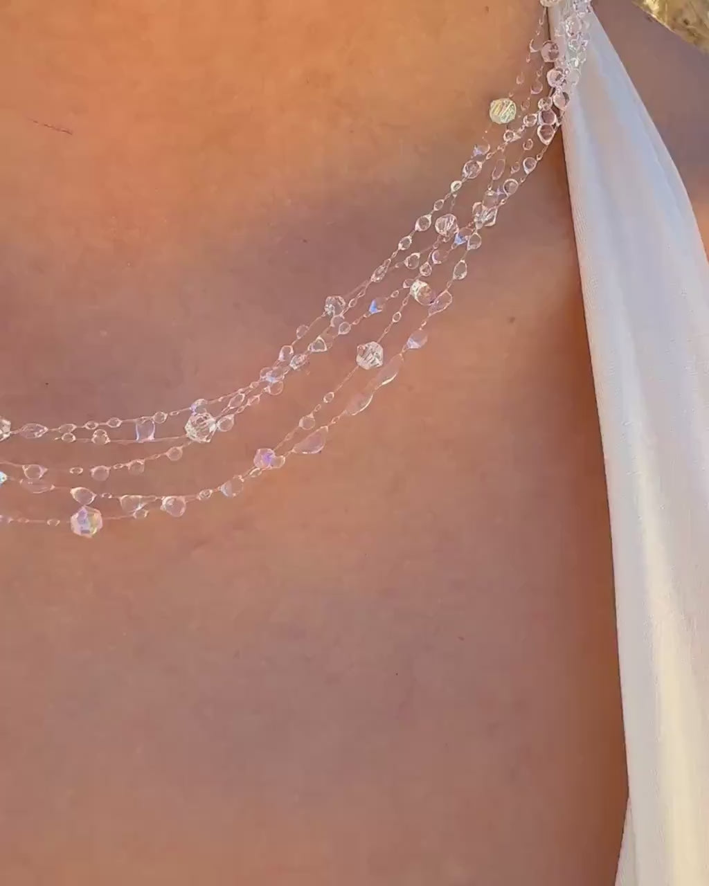 "Handmade"Crystal Rainfall Layered Necklace – Delicate Transparent Dewdrop Necklace