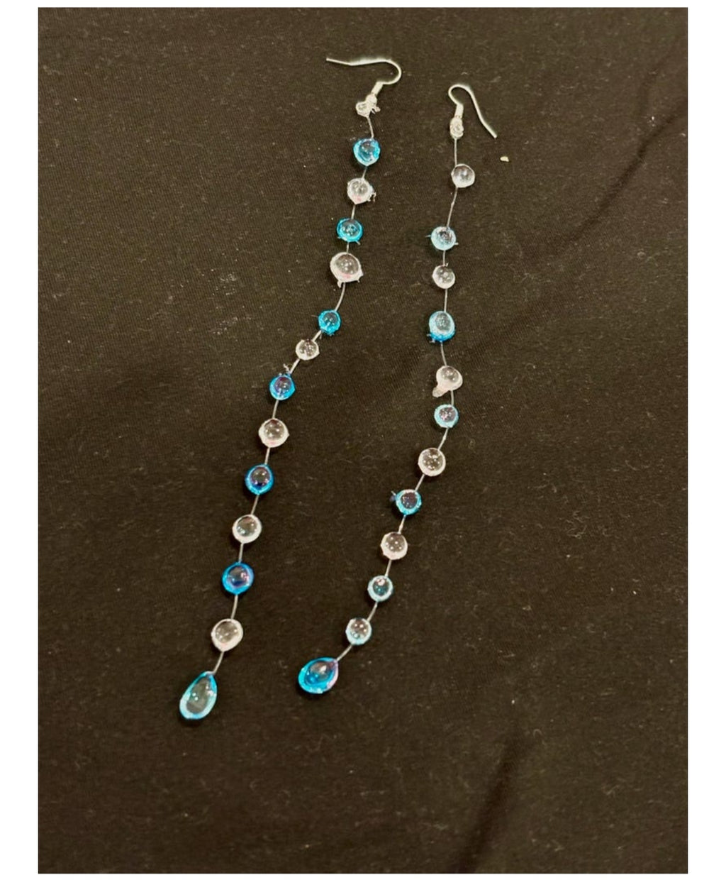 "Handmade"Ocean Mist Crystal Teardrop Earrings