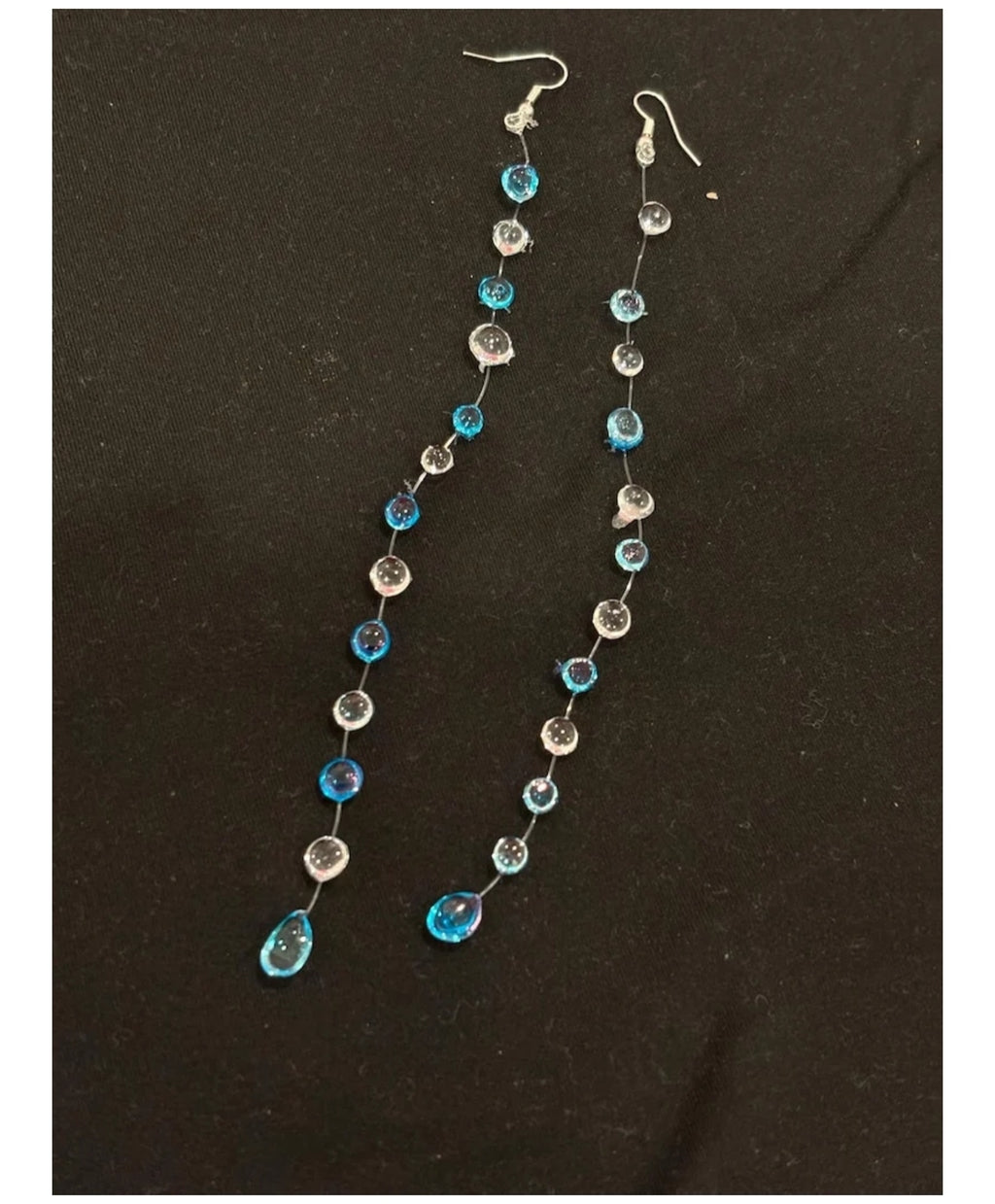 "Handmade"Ocean Mist Crystal Teardrop Earrings