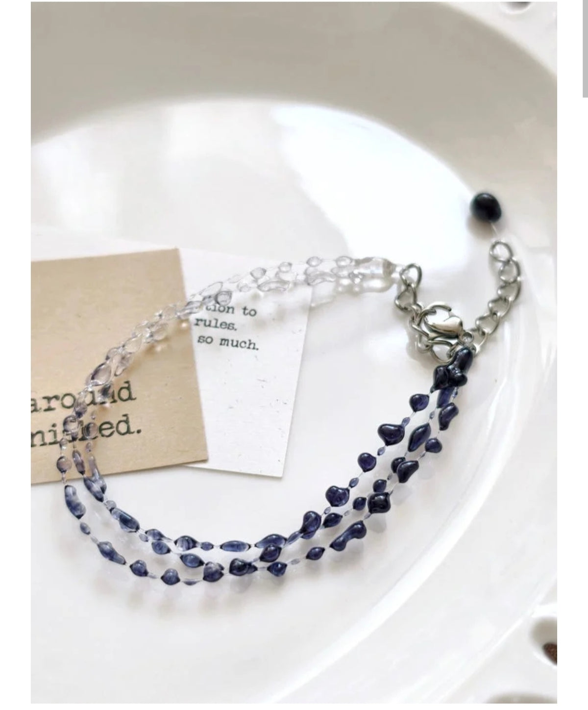 "Handmade"Midnight Sapphire Crystal Double-Layer Bracelet
