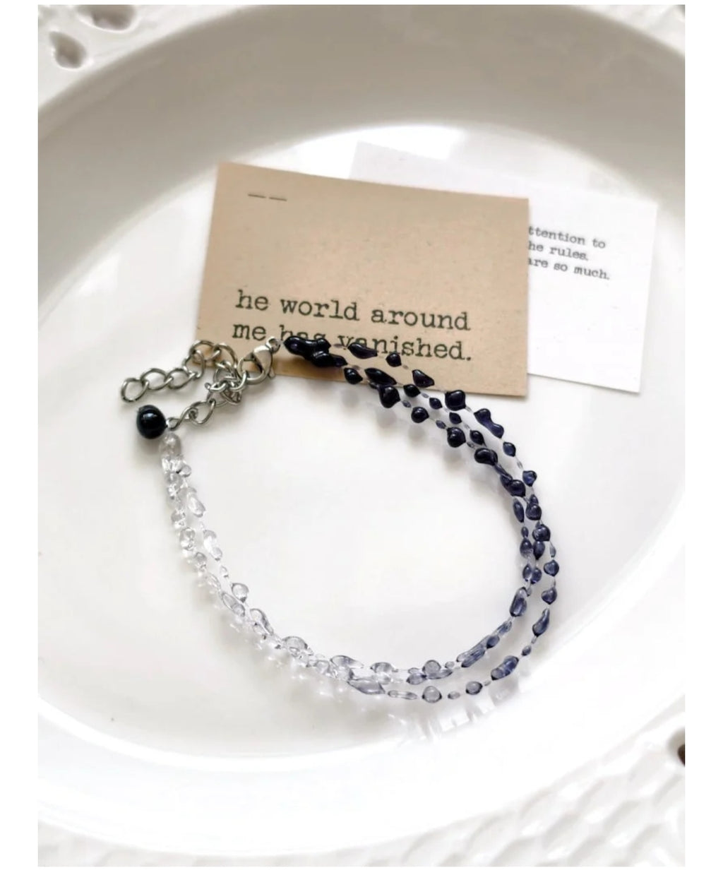"Handmade"Midnight Sapphire Crystal Double-Layer Bracelet