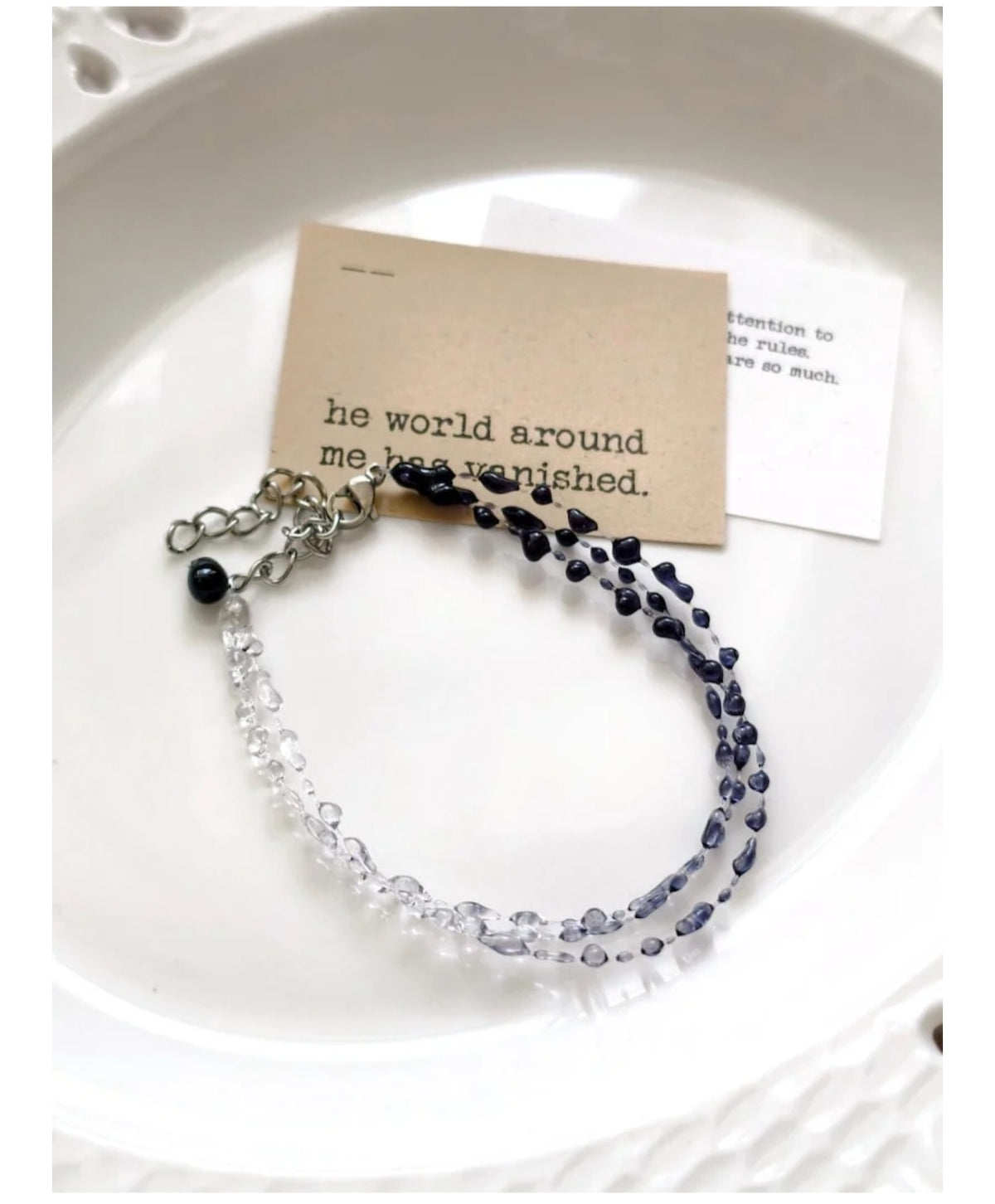 "Handmade"Midnight Sapphire Crystal Double-Layer Bracelet